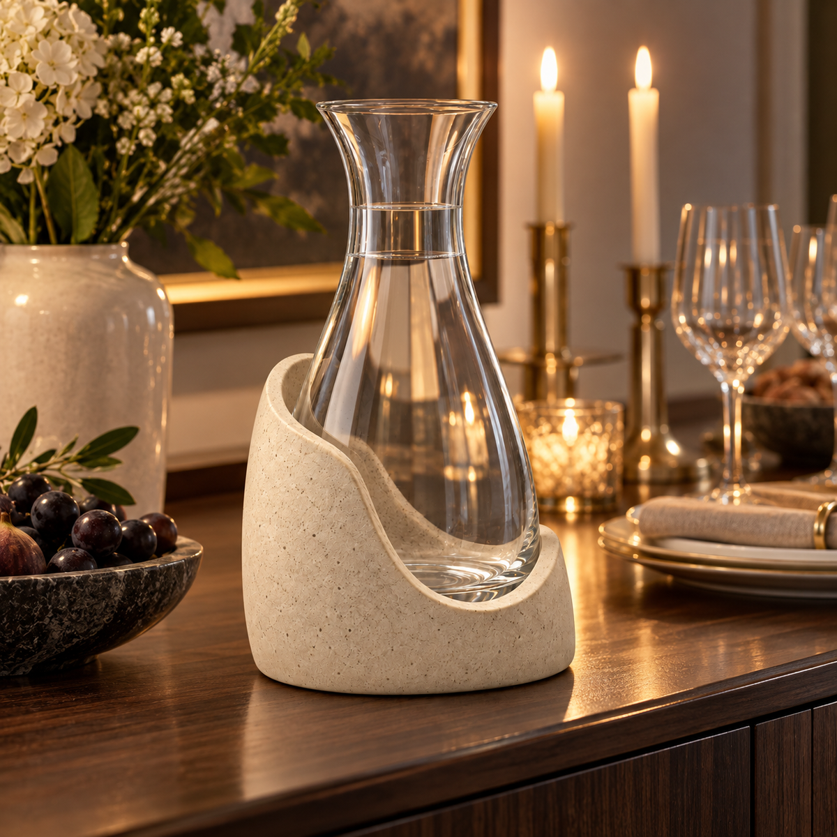 Waterline Carafe & Sculptural Stand