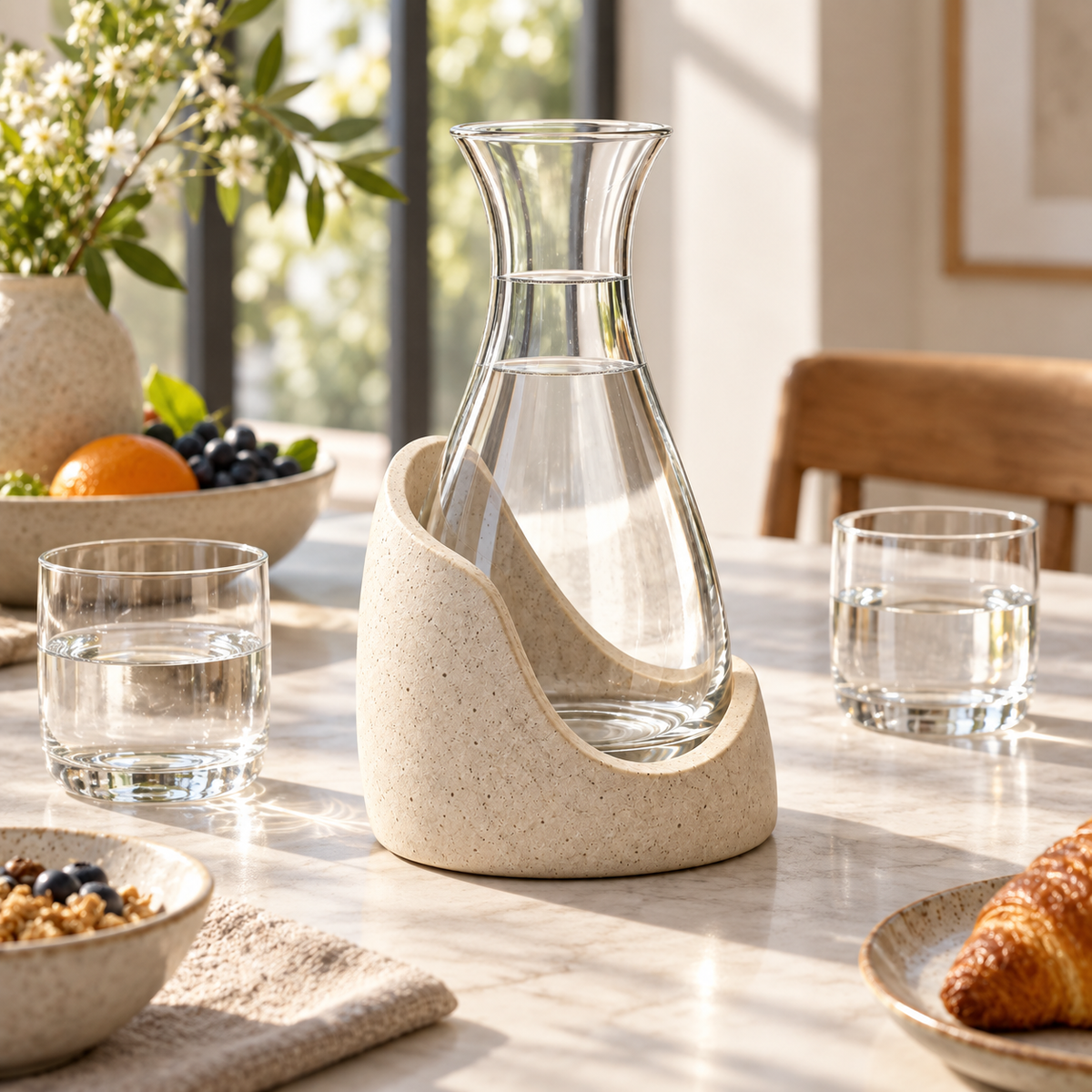 Waterline Carafe & Sculptural Stand
