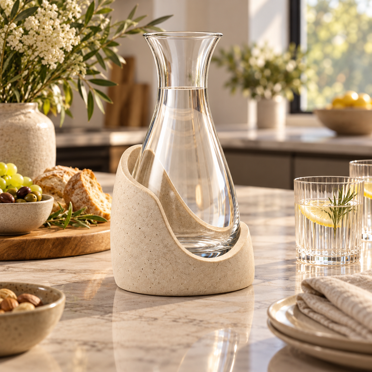 Waterline Carafe & Sculptural Stand