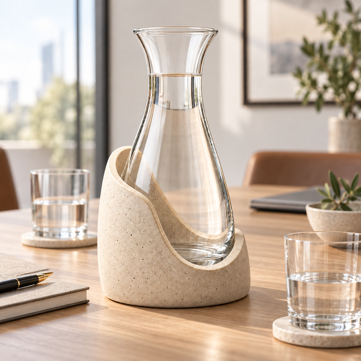 Waterline Carafe & Sculptural Stand